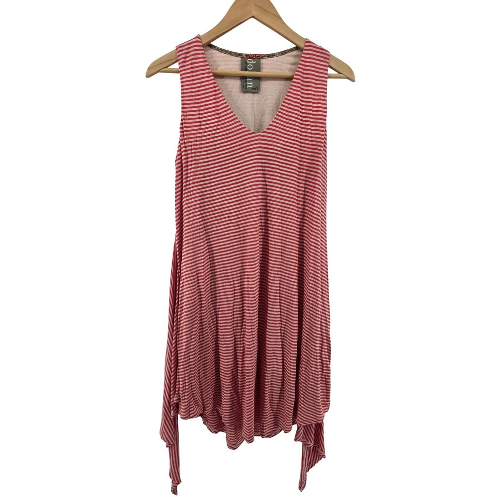 Dolan Tank Top Womens Petite S Left Coast Collection Red Striped Sharkbite EUC